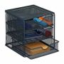 Writing instrument organizer with 3 compartments 17x16x17 cm., dark gray