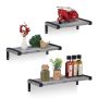 Set of 3 wall shelves, grey/black
