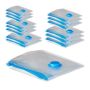 Set of 15 transparent vacuum bags for clothes, blue