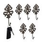Set of 6 wall hooks 17x8.5x4.5cm., brown