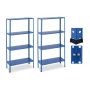 Set of 2 storage shelves 147.5x75.5x30.5cm., blue