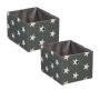 Set of 2 storage boxes 16x20x25cm., gray/white/silver color