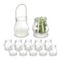 Set of 12 transparent candlesticks 18x10x8.5cm., gold/silver color