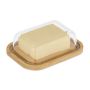 Transparent butter dish with lid 5.5x19x14cm., light brown color