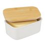 Butter dish with lid 7.5x16x10.5cm., white/light brown
