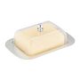 Transparent butter dish with lid 7x18.5x12cm., silver color