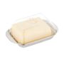Transparent butter dish with lid 5.5x18x11cm., silver color