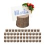 Set of 48 wooden card/business card holders 3x5–7x3 cm., light brown/brown color
