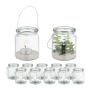 Set of 12 transparent candlesticks 9.5x8cm., silver color