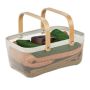 Storage box with handles 17.5x43x27cm., white/light brown
