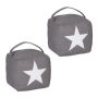 Set of 2 door stops with star, grey