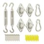 Sail awning fastening set of 40 pieces, silver