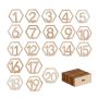 Set of 20 hexagonal wooden table stands "Numbers" 10x11x2.5 cm., light brown