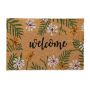 Doormat "Welcome" with flowers 60x40 cm., light brown/black/green/white