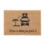 Doormat "Home is where you park it" 60x40 cm., light brown/black