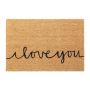 Doormat "I Love You" 60x40 cm., light brown/black