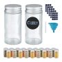 Set of 20 transparent spice jars 9.5x4cm., silver color