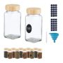 Set of 12 transparent spice jars 11x4x4cm., light brown color