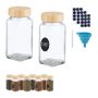 Set of 10 transparent spice jars 11x4x4cm., light brown color