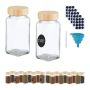 Set of 20 transparent spice jars 11x4x4cm., light brown color