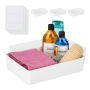 Set of 4 storage boxes with lids 7x24x34cm, white