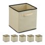 Set of 6 storage boxes 29x27.5x27cm., beige/black