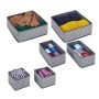 Set of 6 baskets, grey/white