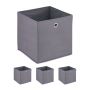 Set of 4 foldable boxes 30x30x30cm., gray/silver color