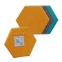 Set of 6 hexagonal bulletin boards 26x30x0.9 cm., blue/yellow/gray
