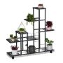 Flower stand on wheels with 9 shelves 91.5x93x26cm., black