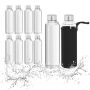 Set of 10 transparent drinking glasses 23.5x6.5cm., silver/black
