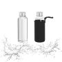 Set of 2 transparent drinking glasses 20x6cm., silver/black color