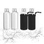 Set of 4 transparent drinking glasses 20x6cm., silver/black