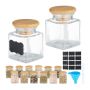 Set of 14 transparent spice jars 6x4.5x4.5cm., light brown