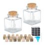 Set of 14 transparent spice jars 6x4.5x4.5cm., light brown