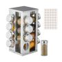 Spice rack with 16 transparent glasses 27.5x19.5x19.5cm., silver color