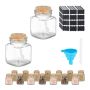 Set of 16 transparent spice jars 7x5x5cm., light brown color