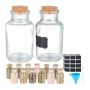 Set of 14 transparent spice jars 11x5.5cm., light brown