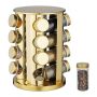 Spice rack with 16 clear glasses 27.5x20cm., gold/white