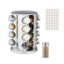 Spice rack with 16 clear glasses 29x22cm., silver color