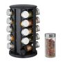 Spice rack with 20 clear glasses 34.5x22cm., black/silver color