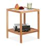 Transparent side table with shelf 50x40x40cm., light brown color