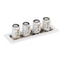 Set of 4 candlesticks and tray, white/light brown/black