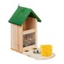 Squirrel feeder with water bowl 28x17x28.5cm., light brown/green/silver color