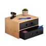 Writing instrument organizer with 2 compartments 15x25x20 cm., light brown/black
