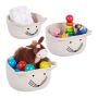 Set of 3 baskets, white/black