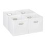 Set of 4 foldable boxes 30x30x30cm., white/silver color