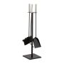 Set of 3 fireplace tools and stand 67x17x17cm., black/silver