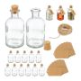 Set of 16 transparent liquid and bulk food spice organizers 11.5x6cm., light brown