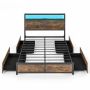 Double bed frame 216x144x102cm., brown/black